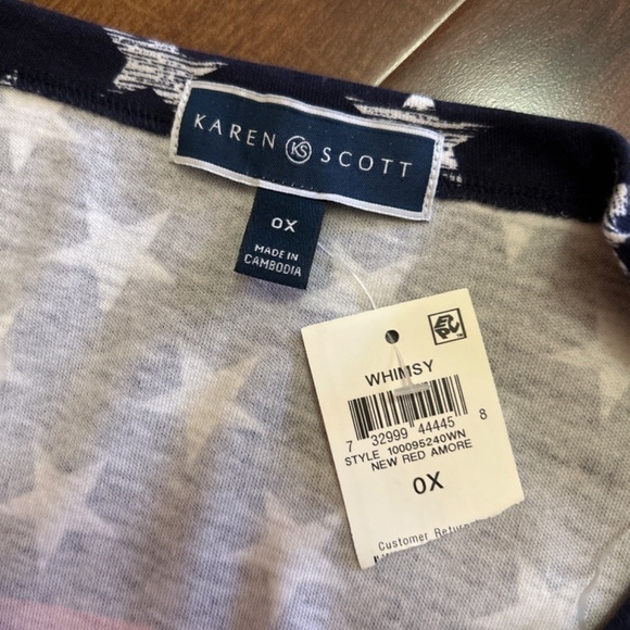 🌿SALE🌿KAREN SCOTT Patriotic Blouse size OX - Picture 3 of 7